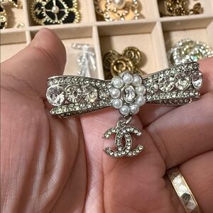 Chic Silver and Pearl Designer Brooch